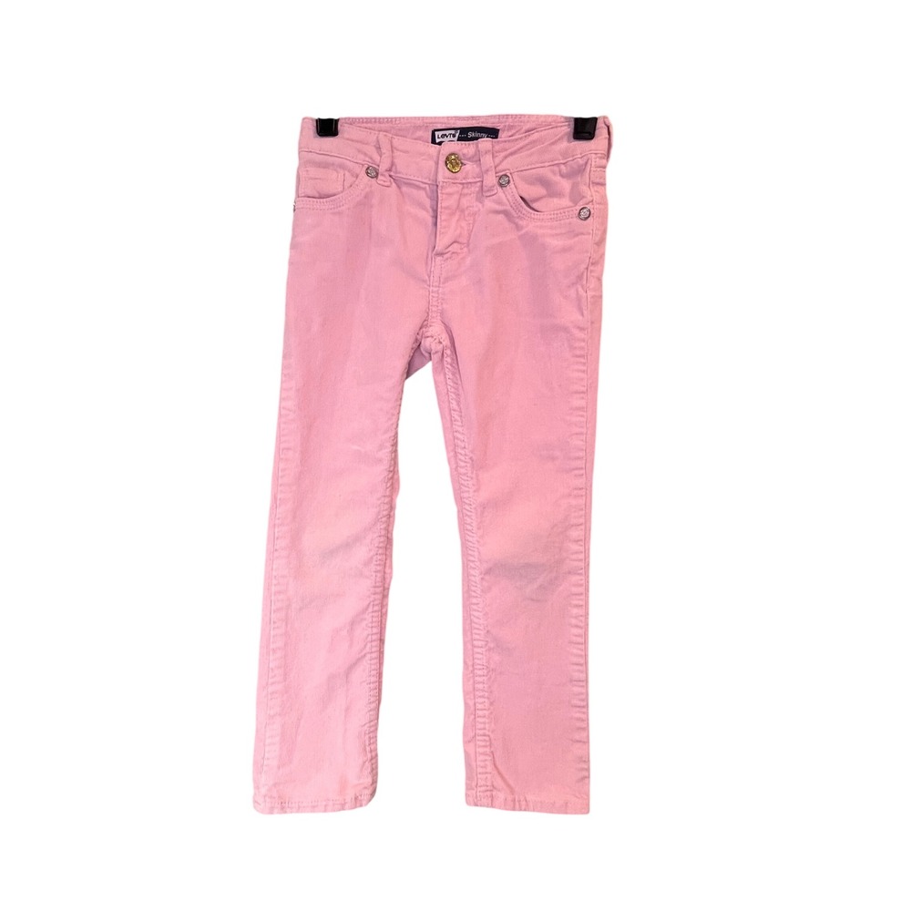 Levis Kids Pink Skinny Corduroy Pants Rhinestone Rivets Flap Pockets Size 5
